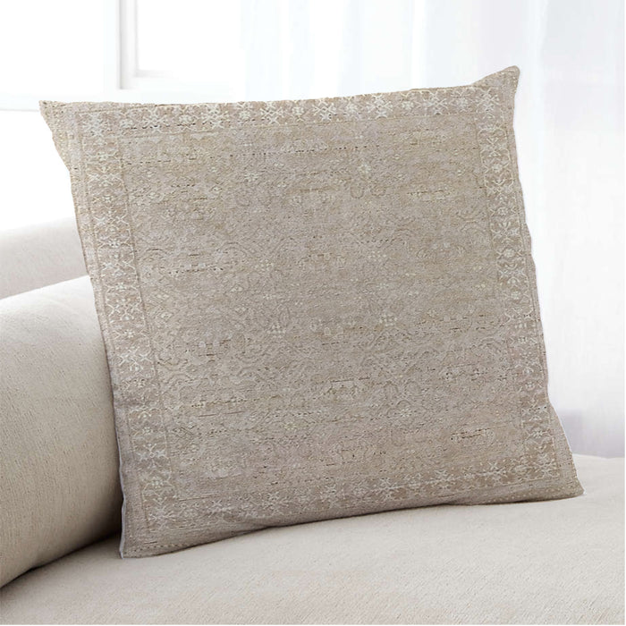 Lifestyle Image of Mid-Century Modern Urban Square Desert Sand Beige Throw Pillow, 18 inch by 18 inch, pwurb336