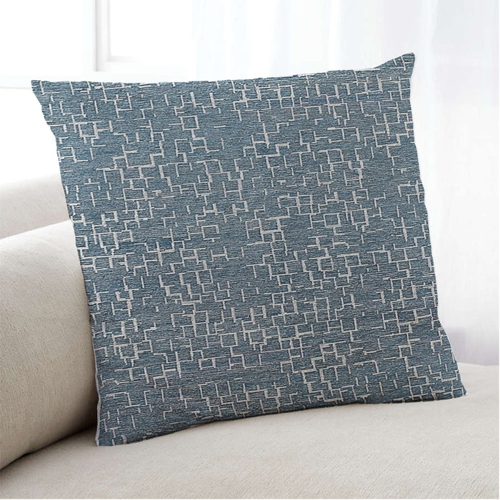 Lifestyle Image of Mid-Century Modern Urban Square Dark Blue Grey Blue Throw Pillow, 18 inch by 18 inch, pwurb347