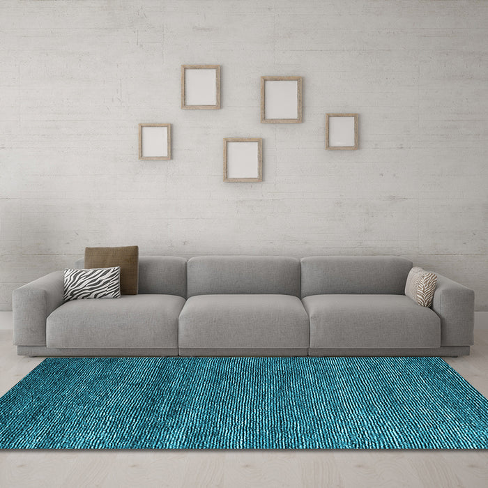 Machine Washable Oriental Light Blue Industrial Rug in a Living Room, wshurb356lblu