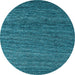 Round Machine Washable Oriental Light Blue Industrial Rug, wshurb356lblu