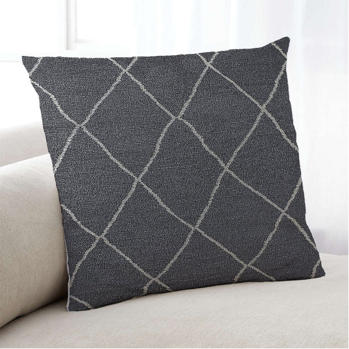 Lifestyle Image of Mid-Century Modern Urban Square Gray Throw Pillow, 18 inch by 18 inch, pwurb362