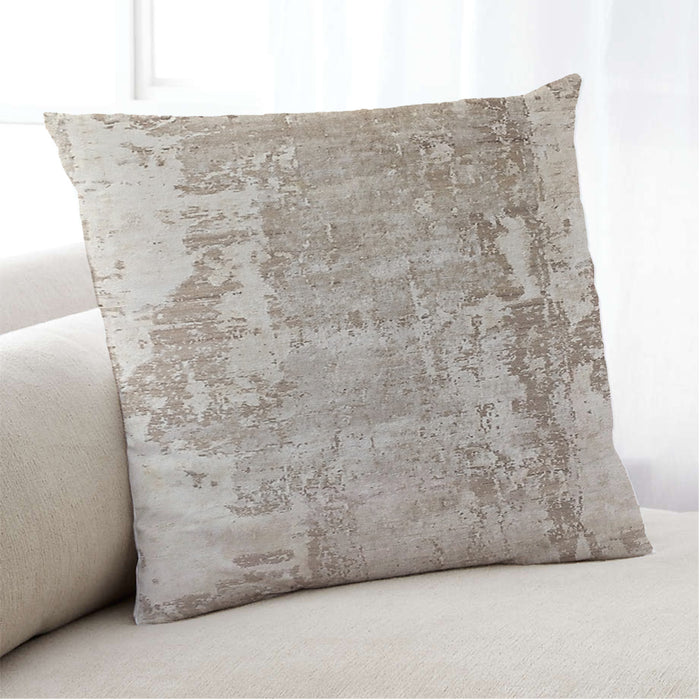 Lifestyle Image of Mid-Century Modern Urban Square Desert Sand Beige Throw Pillow, 18 inch by 18 inch, pwurb365