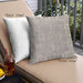 Front View of Mid-Century Modern Urban Square Desert Sand Beige Throw Pillow, 18 inch by 18 inch, pwurb376