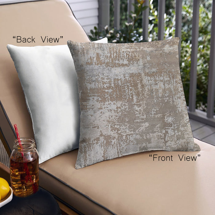 Front View of Mid-Century Modern Urban Square Silver Pink Throw Pillow, 18 inch by 18 inch, pwurb382