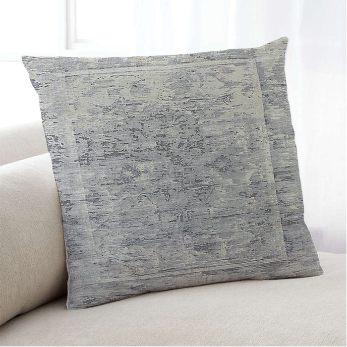 Lifestyle Image of Mid-Century Modern Urban Square Pale Silver Gray Throw Pillow, 18 inch by 18 inch, pwurb384