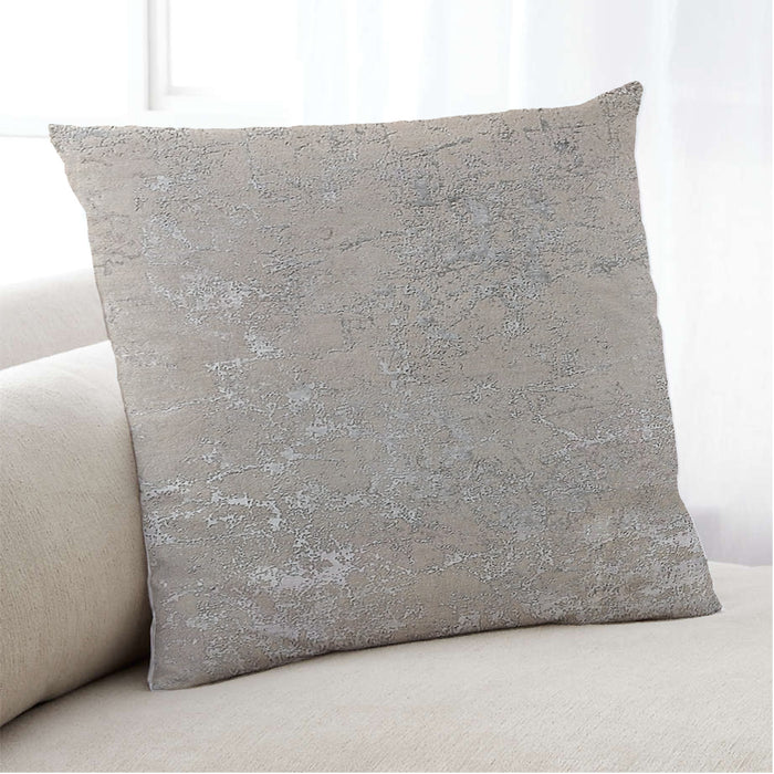 Lifestyle Image of Mid-Century Modern Urban Square Pale Silver Gray Throw Pillow, 18 inch by 18 inch, pwurb386