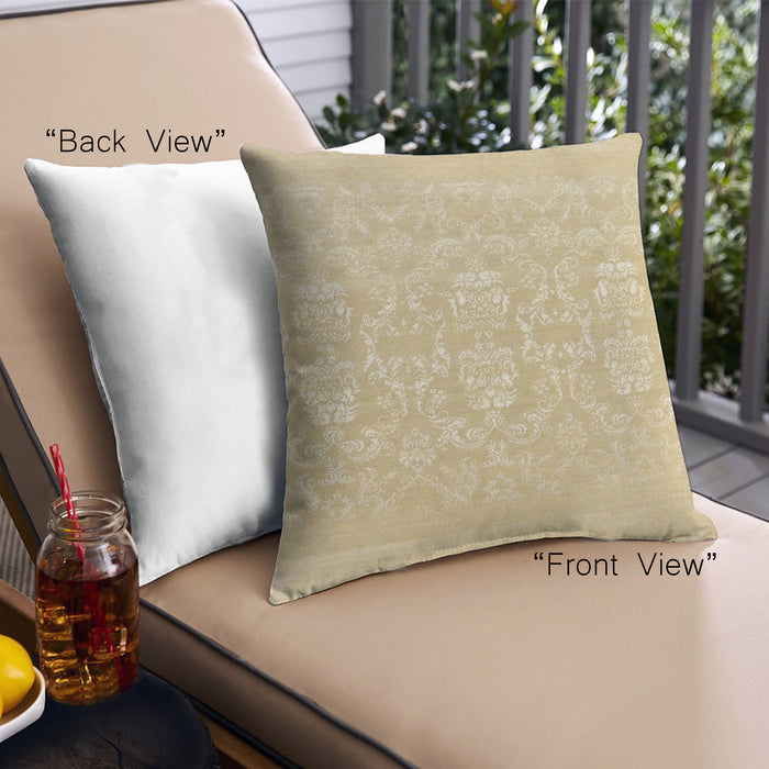 Front View of Mid-Century Modern Urban Square Brown Gold Throw Pillow, 18 inch by 18 inch, pwurb38