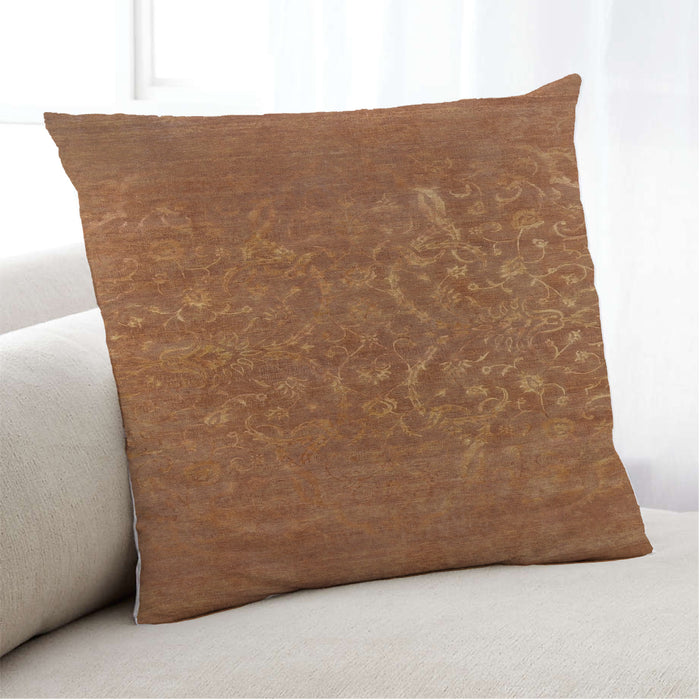 Lifestyle Image of Mid-Century Modern Urban Square Mahogany Brown Throw Pillow, 18 inch by 18 inch, pwurb40