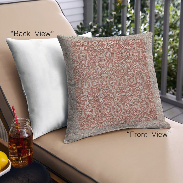 Front View of Mid-Century Modern Urban Square Chestnut Red Throw Pillow, 18 inch by 18 inch, pwurb413