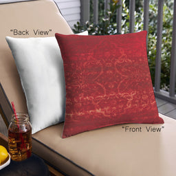 Front View of Mid-Century Modern Urban Square Red Throw Pillow, 18 inch by 18 inch, pwurb41