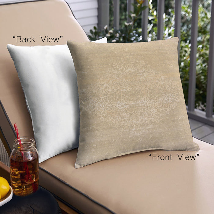 Front View of Mid-Century Modern Urban Square Sandy Brown Throw Pillow, 18 inch by 18 inch, pwurb43