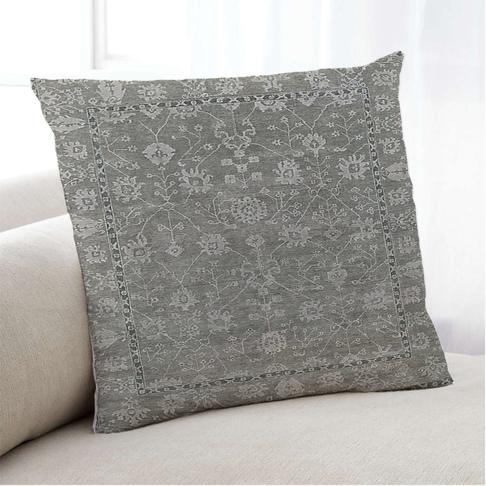 Lifestyle Image of Mid-Century Modern Urban Square Gray Throw Pillow, 18 inch by 18 inch, pwurb444