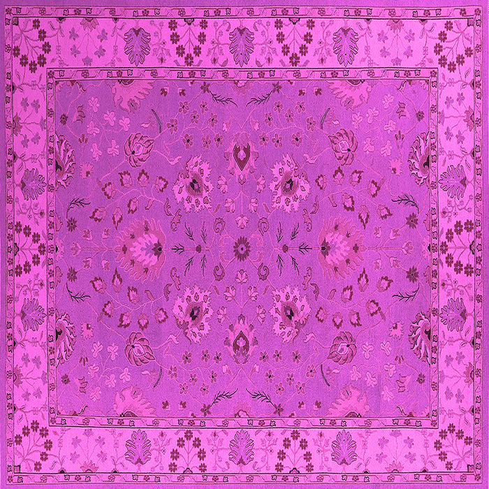 Square Machine Washable Oriental Pink Traditional Rug, wshurb448pnk