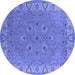 Round Machine Washable Oriental Blue Traditional Rug, wshurb448blu