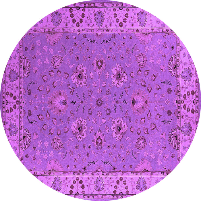 Round Machine Washable Oriental Purple Traditional Area Rugs, wshurb448pur