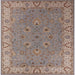 Square Mid-Century Modern Khaki Rose Pink Oriental Rug, urb448