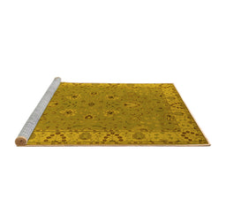 Sideview of Machine Washable Oriental Yellow Traditional Rug, wshurb448yw