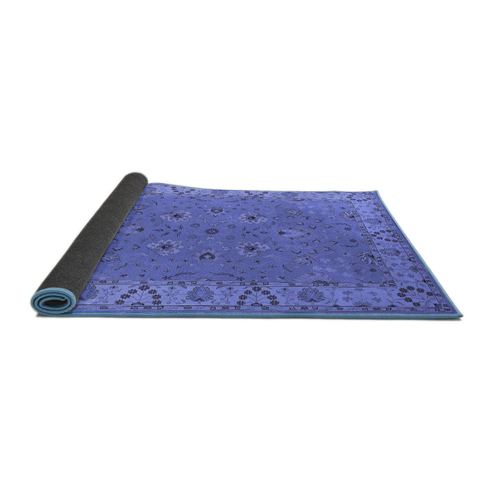 Sideview of Oriental Blue Traditional Rug, urb448blu