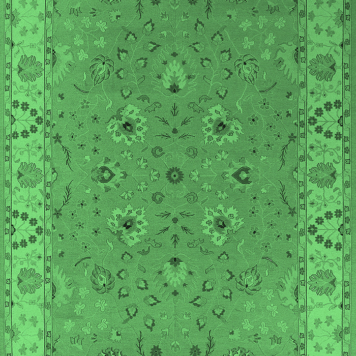 Machine Washable Oriental Emerald Green Traditional Area Rugs, wshurb448emgrn