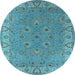 Round Oriental Light Blue Traditional Rug, urb448lblu