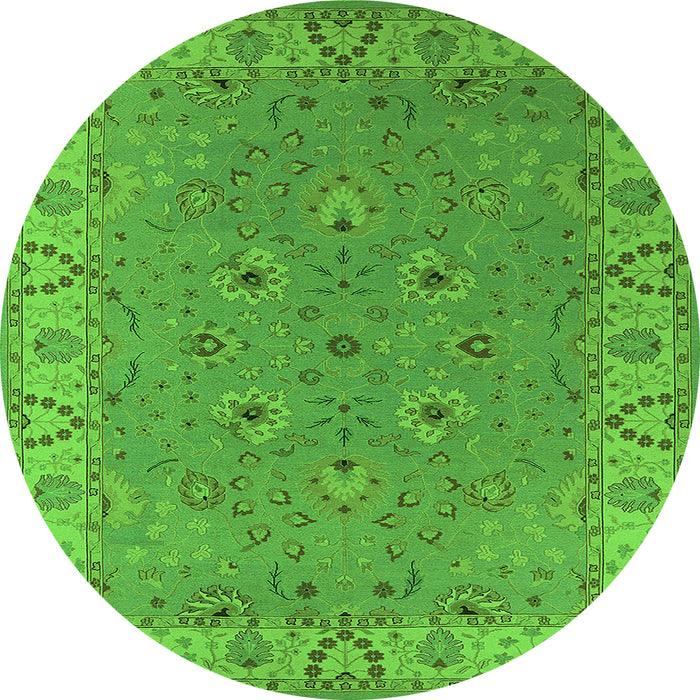 Round Oriental Green Traditional Rug, urb448grn