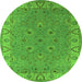 Round Oriental Green Traditional Rug, urb448grn