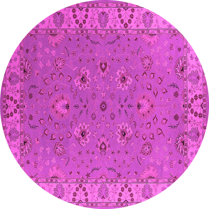 Round Machine Washable Oriental Pink Traditional Rug, wshurb448pnk