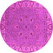 Round Machine Washable Oriental Pink Traditional Rug, wshurb448pnk