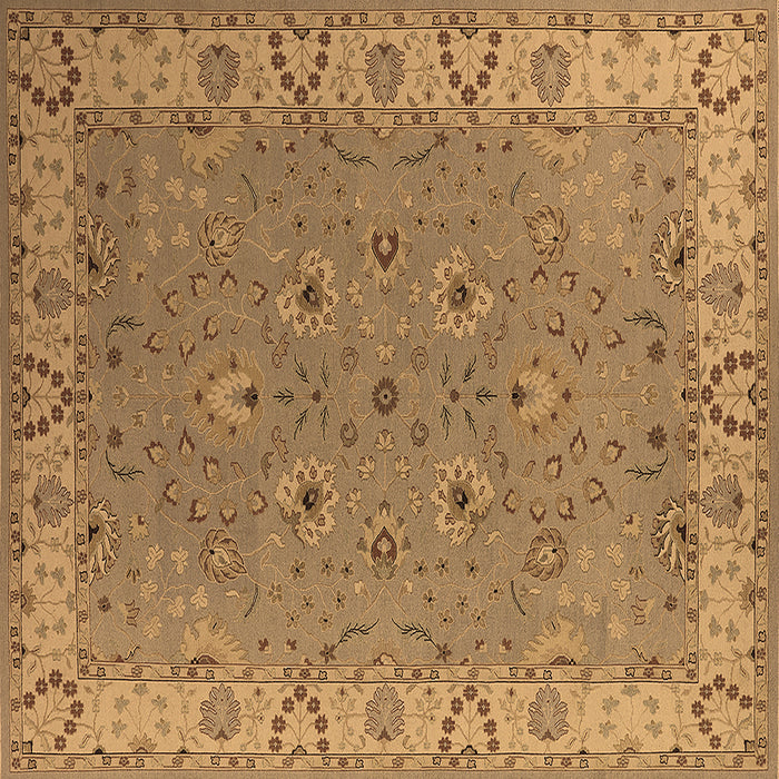 Square Oriental Brown Traditional Rug, urb448brn