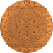 Round Oriental Orange Traditional Rug, urb448org