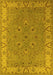 Machine Washable Oriental Yellow Traditional Rug, wshurb448yw