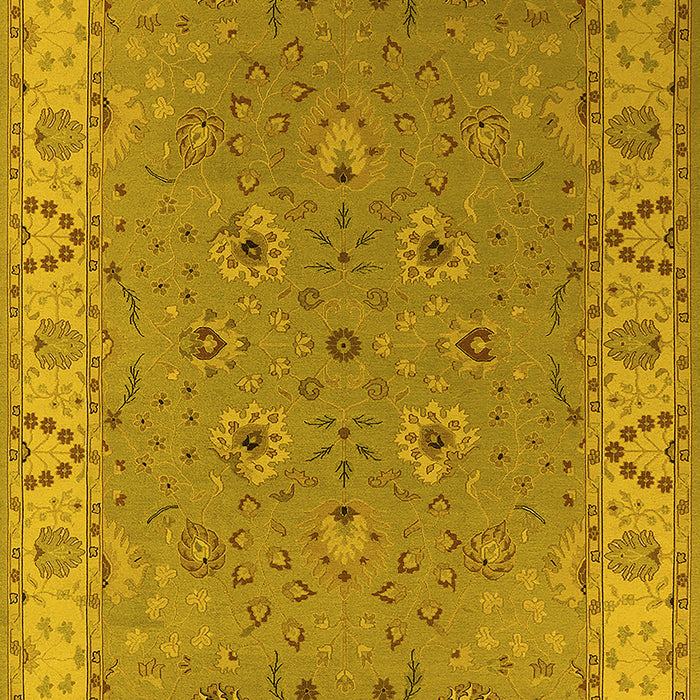 Machine Washable Oriental Yellow Traditional Rug, wshurb448yw