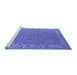 Sideview of Machine Washable Oriental Blue Traditional Rug, wshurb448blu