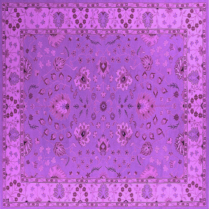 Square Machine Washable Oriental Purple Traditional Area Rugs, wshurb448pur