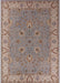 Mid-Century Modern Khaki Rose Pink Oriental Rug, urb448