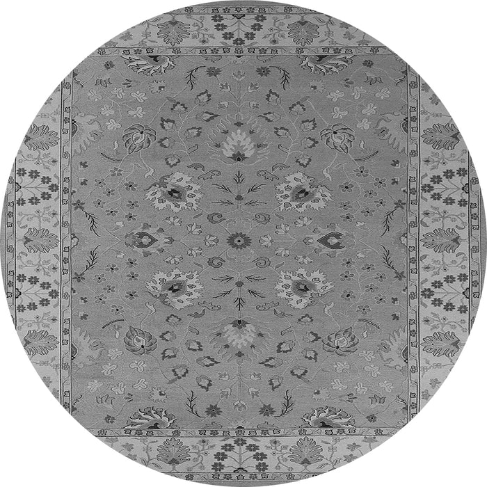 Round Machine Washable Oriental Gray Traditional Rug, wshurb448gry