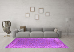 Machine Washable Oriental Purple Traditional Area Rugs in a Living Room, wshurb448pur