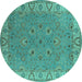 Round Oriental Turquoise Traditional Rug, urb448turq