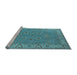 Sideview of Machine Washable Oriental Light Blue Traditional Rug, wshurb448lblu