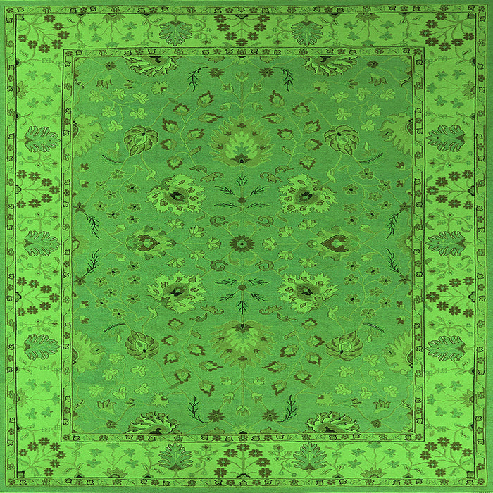 Square Machine Washable Oriental Green Traditional Area Rugs, wshurb448grn