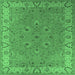 Square Oriental Emerald Green Traditional Rug, urb448emgrn