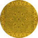 Round Oriental Yellow Traditional Rug, urb448yw