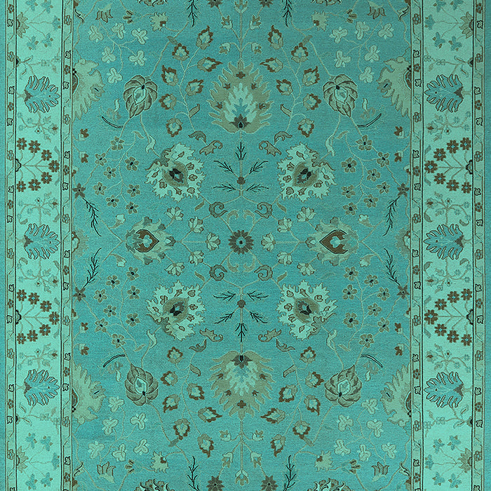 Machine Washable Oriental Turquoise Traditional Area Rugs, wshurb448turq