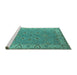 Sideview of Machine Washable Oriental Turquoise Traditional Area Rugs, wshurb448turq