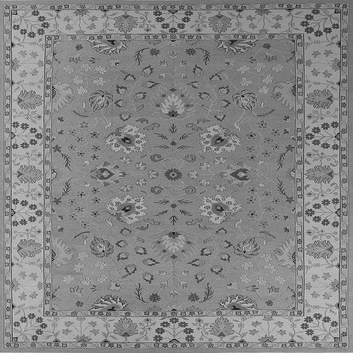 Square Machine Washable Oriental Gray Traditional Rug, wshurb448gry