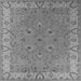 Square Machine Washable Oriental Gray Traditional Rug, wshurb448gry