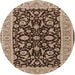 Round Mid-Century Modern Sangria Brown Oriental Rug, urb449