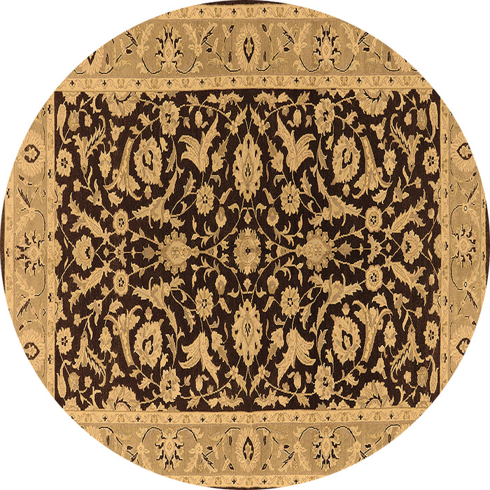 Round Oriental Brown Traditional Rug, urb449brn