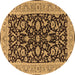 Round Oriental Brown Traditional Rug, urb449brn