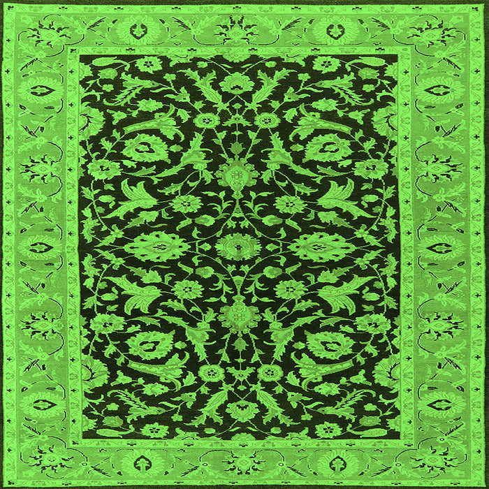 Square Oriental Green Traditional Rug, urb449grn